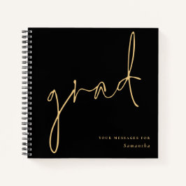 Grand Gold Script Black Abschluss Gästebuch Notizbuch