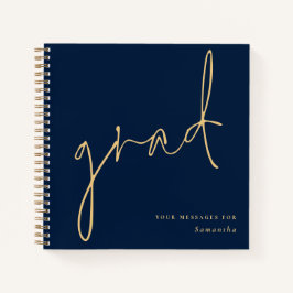 Grand Gold Script Navy Abschluss Gästebuch Notizbuch