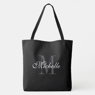 Grand grand sac fourre-tout noir avec monogramme c