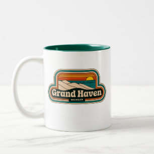 Grand Haven 70er Retro Michigan Vintage Zweifarbige Tasse