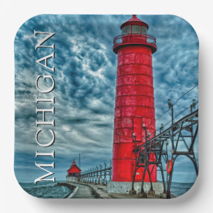 Grand Haven Leuchtturm Michigan Pappteller