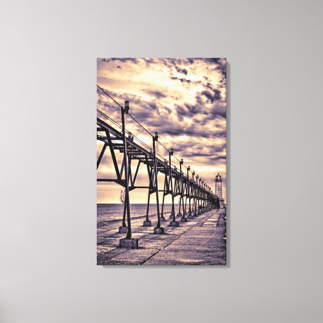 Grand Haven Leuchtturm und Pier, Grand Haven Leinwanddruck (Vorderseite)