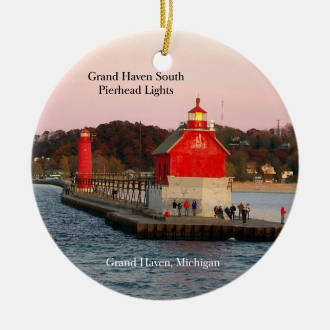 Grand Haven South Pierhead Lights-Ornament Keramik Ornament (Vorne)