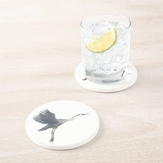 Grand Héron bleu dans le Dessous de verre de Sands (Côté)