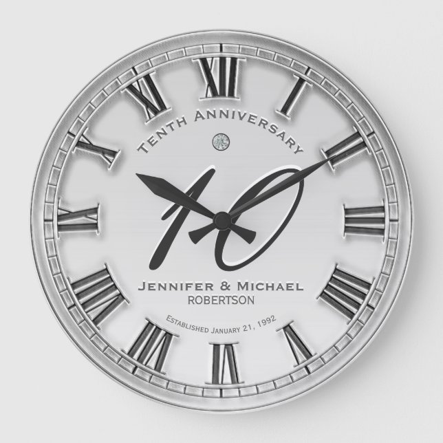 Grand Horloge 10ème Anniversaire de Mariage Argent (Recto)