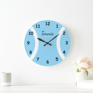 Grand horloge murale sportive ronde bleue de balle