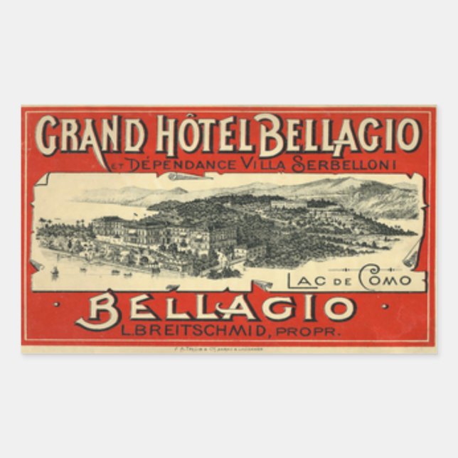 Grand Hotel Bellagio Rechteckiger Aufkleber (Vorderseite)