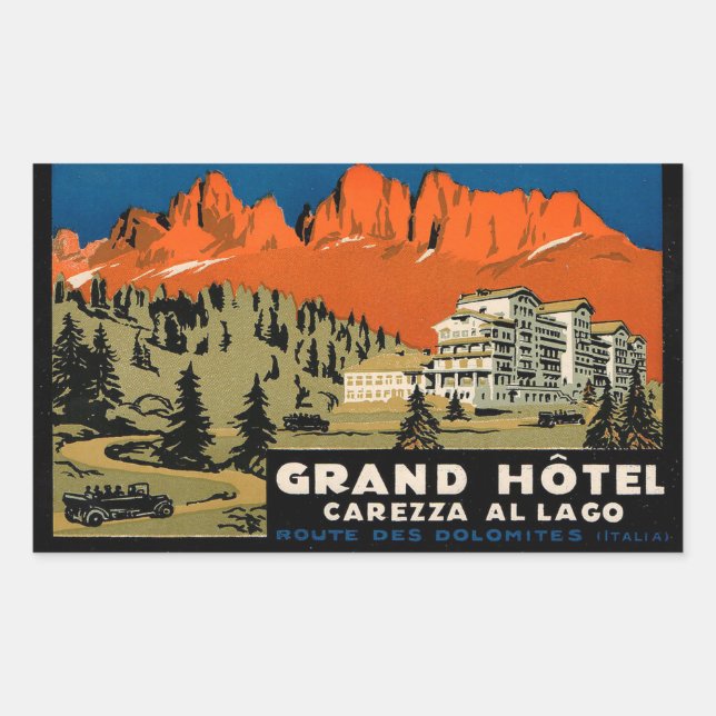 Grand Hotel Carezza Al Lago Reisegepäck Rechteckiger Aufkleber (Vorderseite)