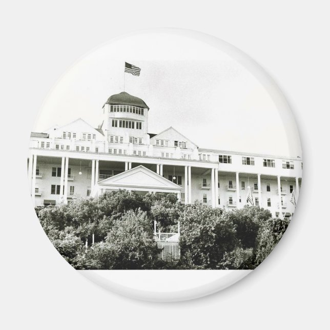 Grand Hotel, Insel Mackinac, schwarz-weiß Magnet (Vorne)