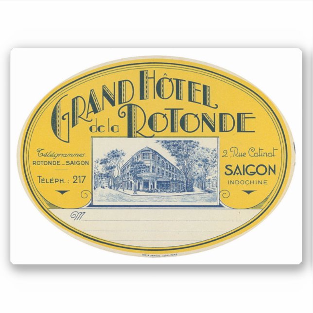 Grand Hotel Rotonde Saigon Indochina Aufkleber (Vorderseite)