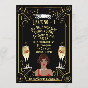 Grand Invitation de Gatsby Black Flapper Girl Holl