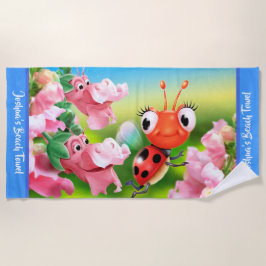 Grand jardin d'agrément de coccinelle de serviette