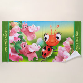 Grand jardin d'agrément de coccinelle de serviette