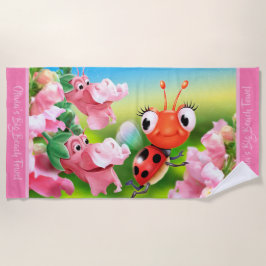 Grand jardin de fleur de coccinelle de serviette