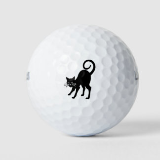Grand jeu de balle de golf de chat noir