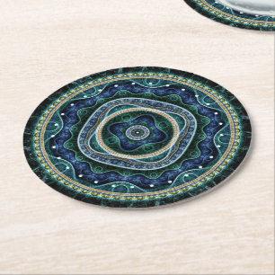 Grand Julian Fraktal Mandala Art Runder Pappuntersetzer