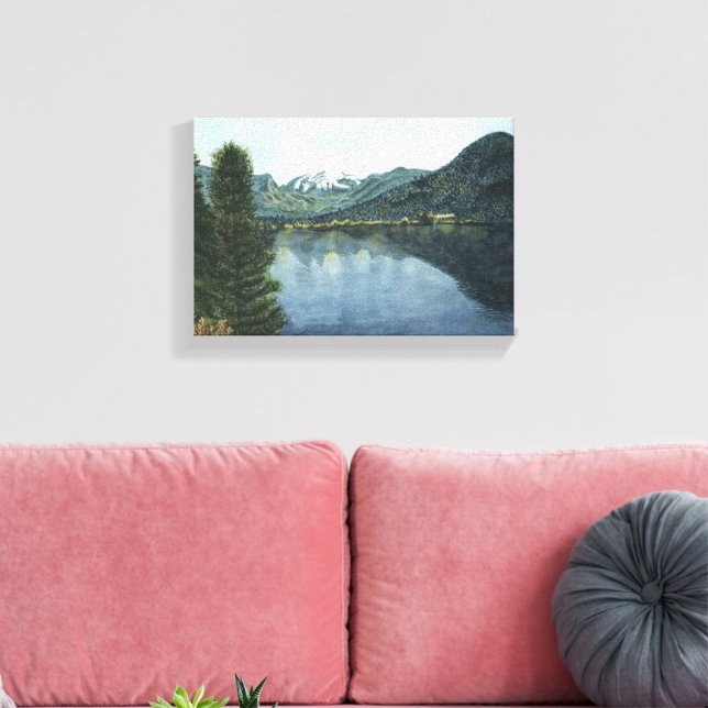 Grand Lake, CO Aquarellmalerei auf Leinwand (Insitu (Wohnzimmer))