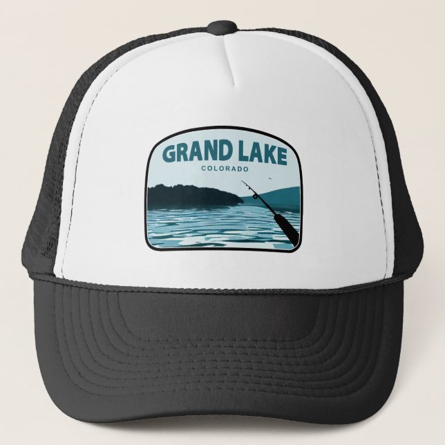 Grand Lake Colorado Angelrute Truckerkappe (Vorderseite)