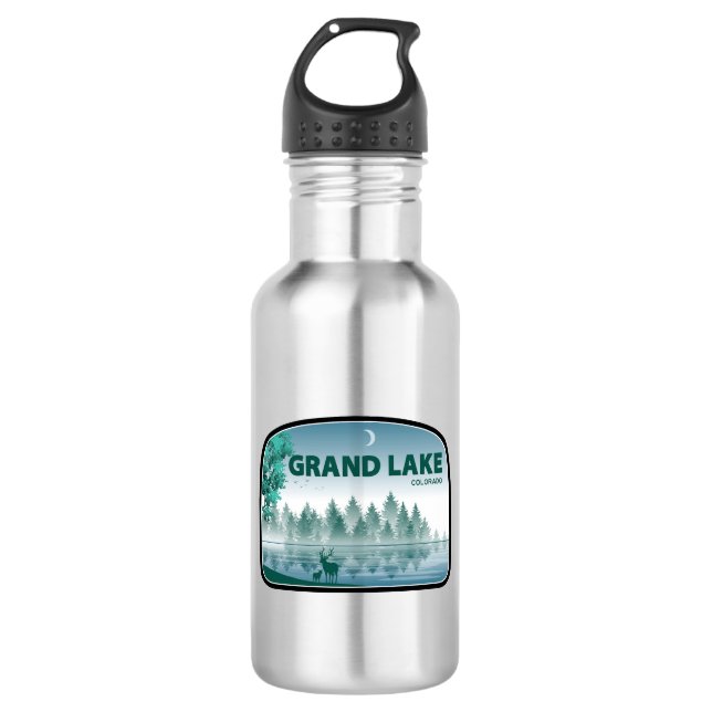 Grand Lake Colorado Deer Edelstahlflasche (Vorderseite)