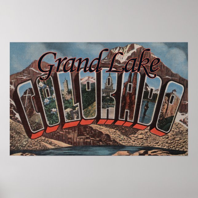 Grand Lake, Colorado - Große Briefmarkenszenen Poster (Vorne)