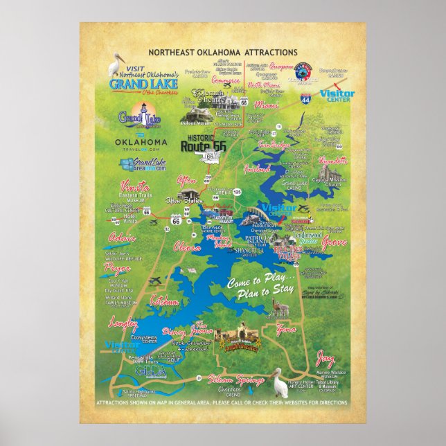 Grand Lake OK attractions map 19 Poster (Devant)