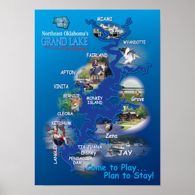 Grand Lake OK Foto Karte 19 Poster (Vorne)