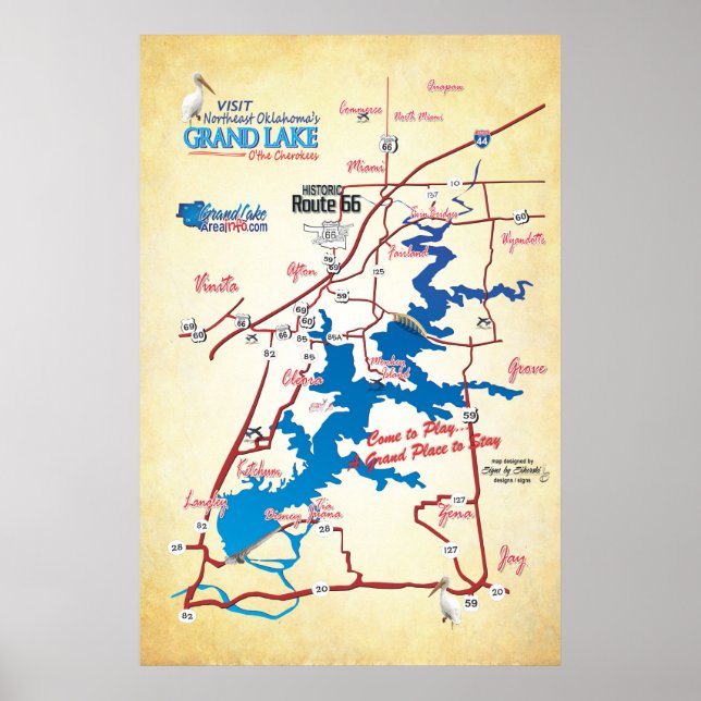 Grand Lake OK road map -faun Poster (Vorne)