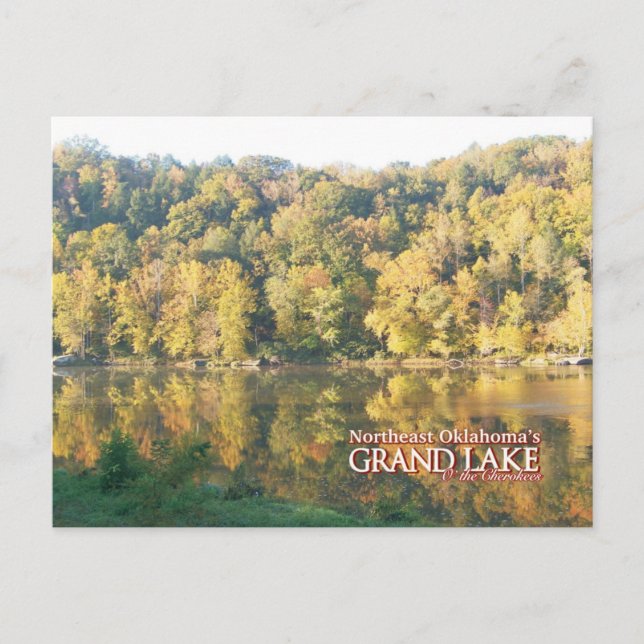Grand Lake Oklahoma carte postale couleur automne (Devant)