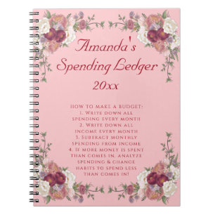 Grand livre budgétaire Rose Floral Carnet débutant