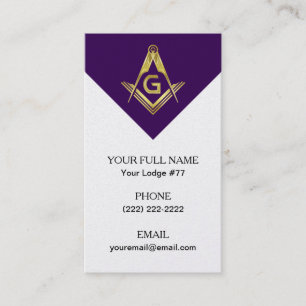Grand Lodge Masonic Business Cards - Lila & Gold Visitenkarte