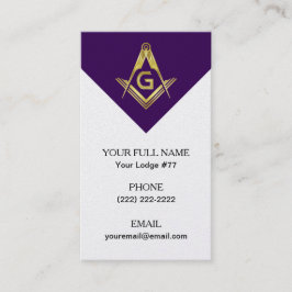 Grand Lodge Masonic Business Cards - Lila & Gold Visitenkarte