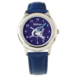 Grand logo de requin blanc montre personnalisée po