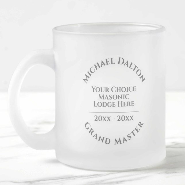 Grand Maître Masonic Frosted Glass Mug (Créateur téléchargé)