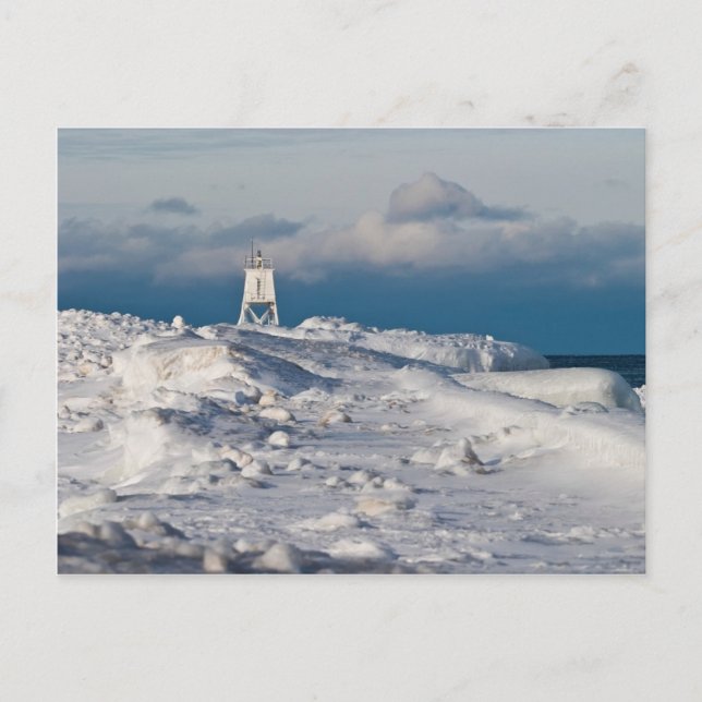 Grand Marais Harbour Light - Winter Postkarte (Vorderseite)