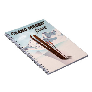 Grand Massif Frankreich Skiposter Kunst. Notizblock