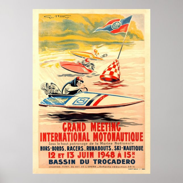 Grand Meeting Motonautique Boot Racing Geo Ham Poster (Vorne)