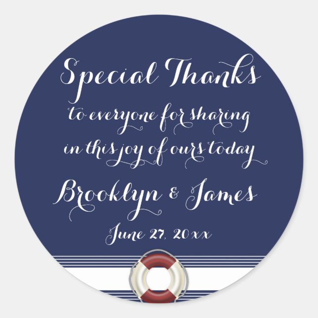 Grand Merci spécial Stickers Mariage nautique (Devant)