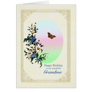 Grand-mère Anniversaire aux fleurs