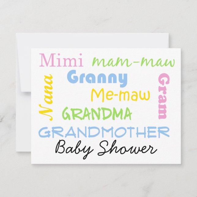 Grand-mère Baby shower Invitation (Devant)