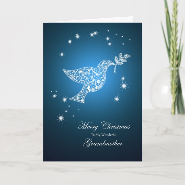 Grand-mère, Carte de Noël de la colombe de paix (Devant)