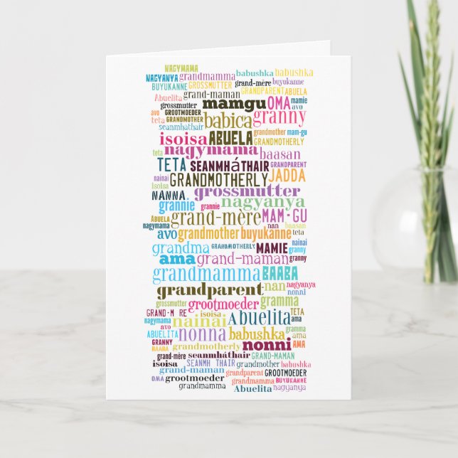 Grand-Mère Dans De Nombreuses Langues Carte De Fêt (Devant)