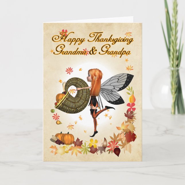 Grand-mère et grand-père - Carte Thanksgiving - Mi (Devant)