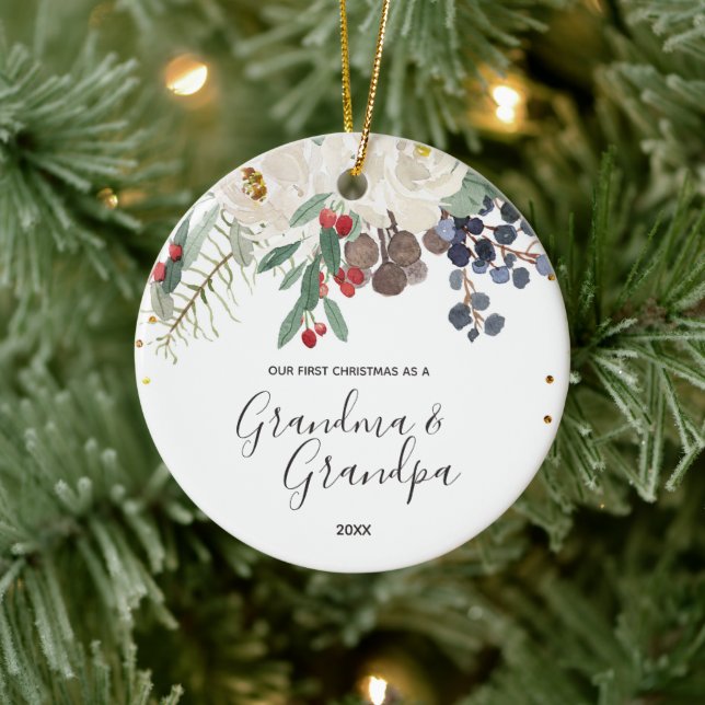 Grand-mère et grand-père d'hiver Premier ornement  (Arbre)
