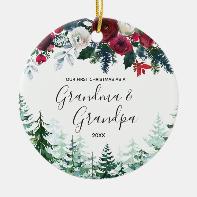 Grand-mère et grand-père floraux Premier ornement  (Devant)