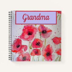 Grand-mère Livre Populaire Fleur Rouge Aquarelle A