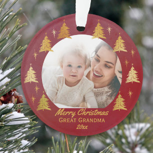 Grand-mère Noël Photo Rouge et or