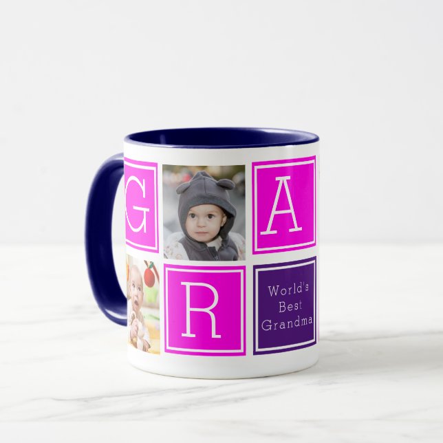 Grand-mère personnalisée Photo Collage Mug (Devant gauche)