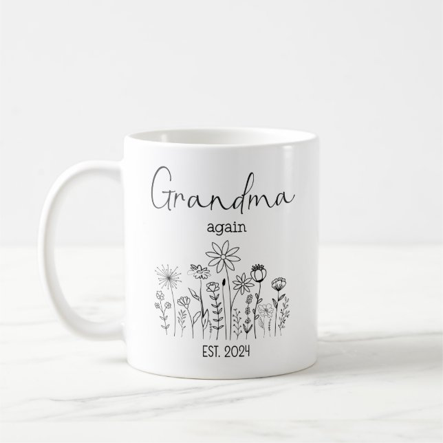 Grand-mère promue à nouveau EST 2024 Mug Fleur sau (Gauche)