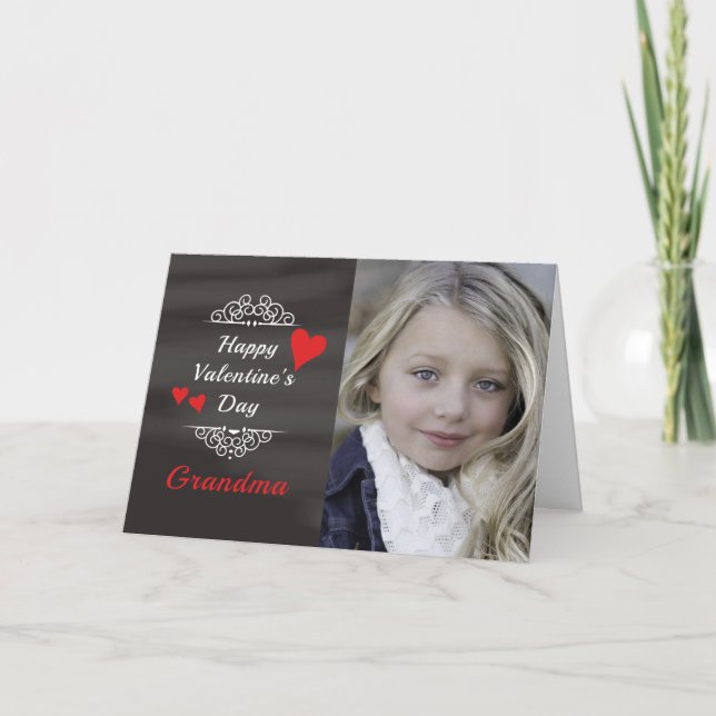 Grand-mère Valentine's Chalkboard Carte photo (Devant)