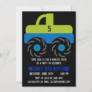 Grand Monster Truck Invitations de fête d'annivers